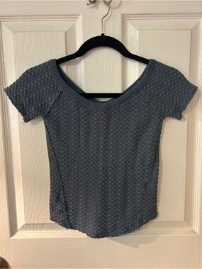 Textured Short-Sleeve Women's Top in Slate Blue - Free People